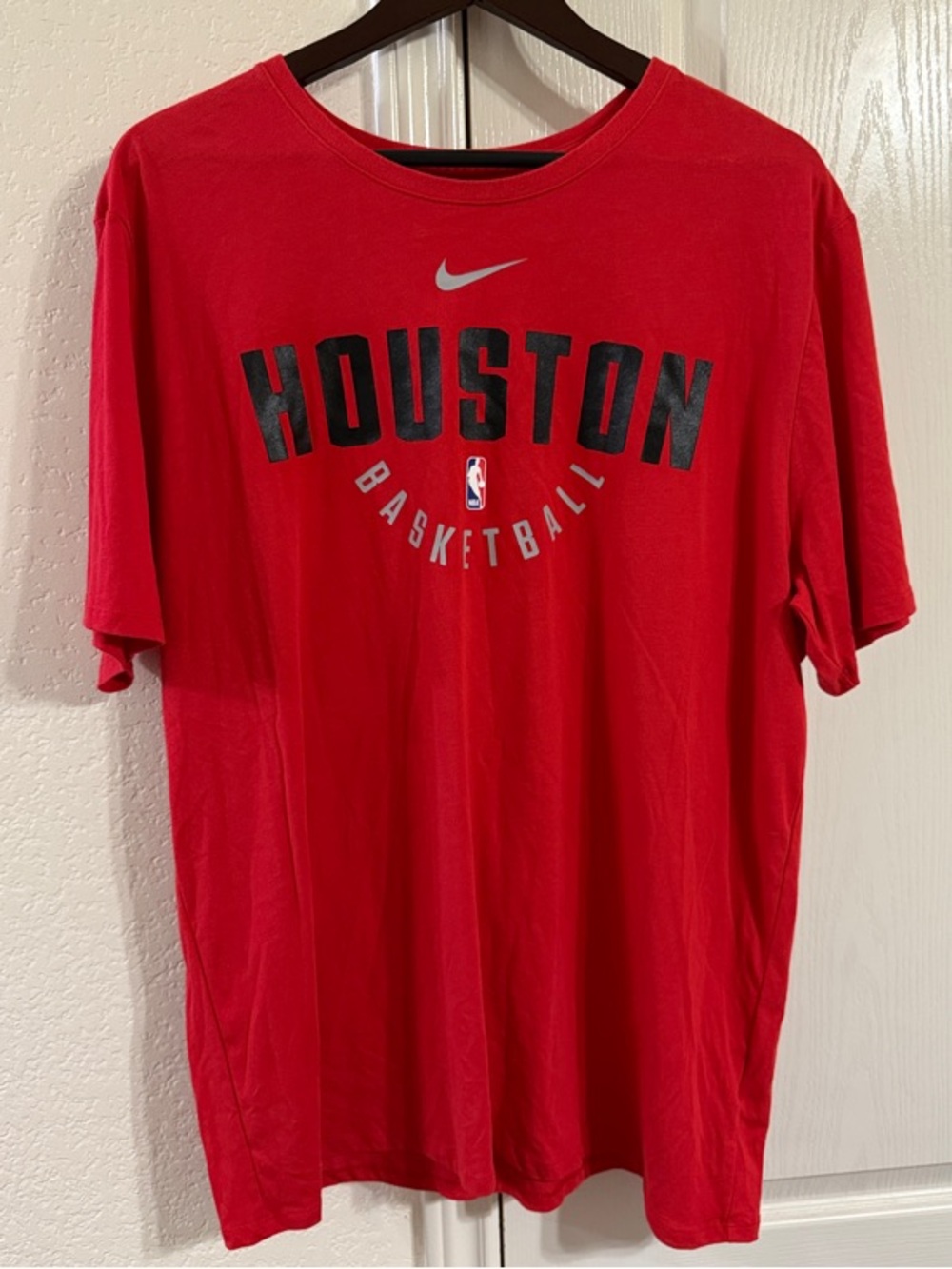 Nike NBA Red Houston Basketball Tee with Black Logo Men’s Size XXL